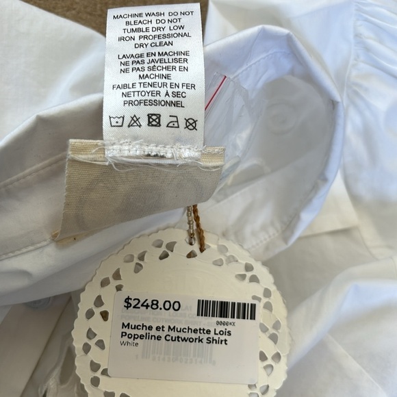 MUCHE & MUCHETTE White Lois Cutwork Button Down Blouse Size Small Medium - Picture 8 of 10
